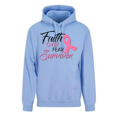 Faith Over Fear Survivor Breast Cancer Awareness Unisex Surf Hoodie