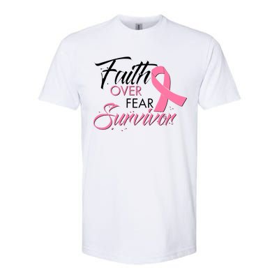 Faith Over Fear Survivor Breast Cancer Awareness Softstyle® CVC T-Shirt