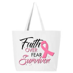 Faith Over Fear Survivor Breast Cancer Awareness 25L Jumbo Tote