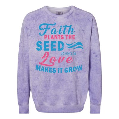 Faith Plants The Seed Love Makes It Grow John 3:16 Colorblast Crewneck Sweatshirt