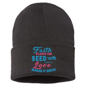 Faith Plants The Seed Love Makes It Grow John 3:16 Sustainable Knit Beanie