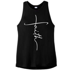 Faith Simple Script Logo Ladies PosiCharge Tri-Blend Wicking Tank