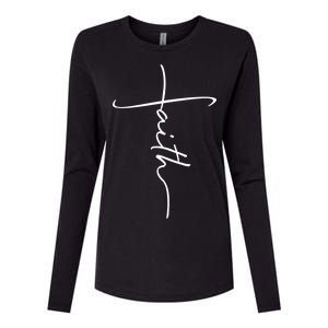 Faith Simple Script Logo Womens Cotton Relaxed Long Sleeve T-Shirt