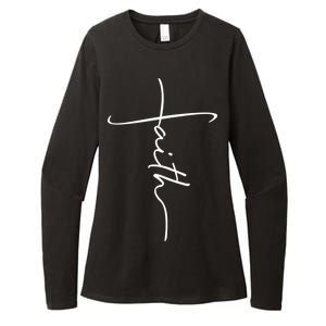 Faith Simple Script Logo Womens CVC Long Sleeve Shirt