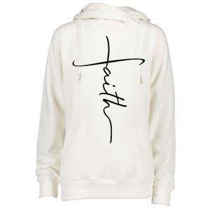 Faith Simple Script Logo Womens Funnel Neck Pullover Hood