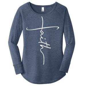 Faith Simple Script Logo Women's Perfect Tri Tunic Long Sleeve Shirt