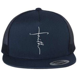 Faith Simple Script Logo Flat Bill Trucker Hat