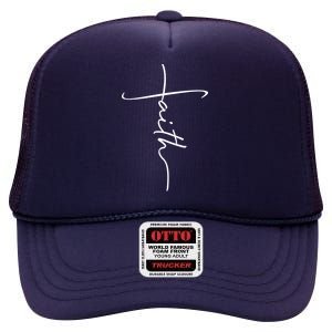 Faith Simple Script Logo High Crown Mesh Back Trucker Hat