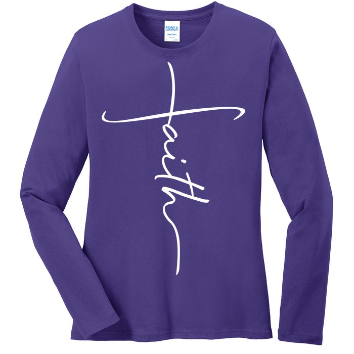 Faith Simple Script Logo Ladies Long Sleeve Shirt