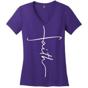 Faith Simple Script Logo Women's V-Neck T-Shirt