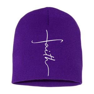 Faith Simple Script Logo Short Acrylic Beanie