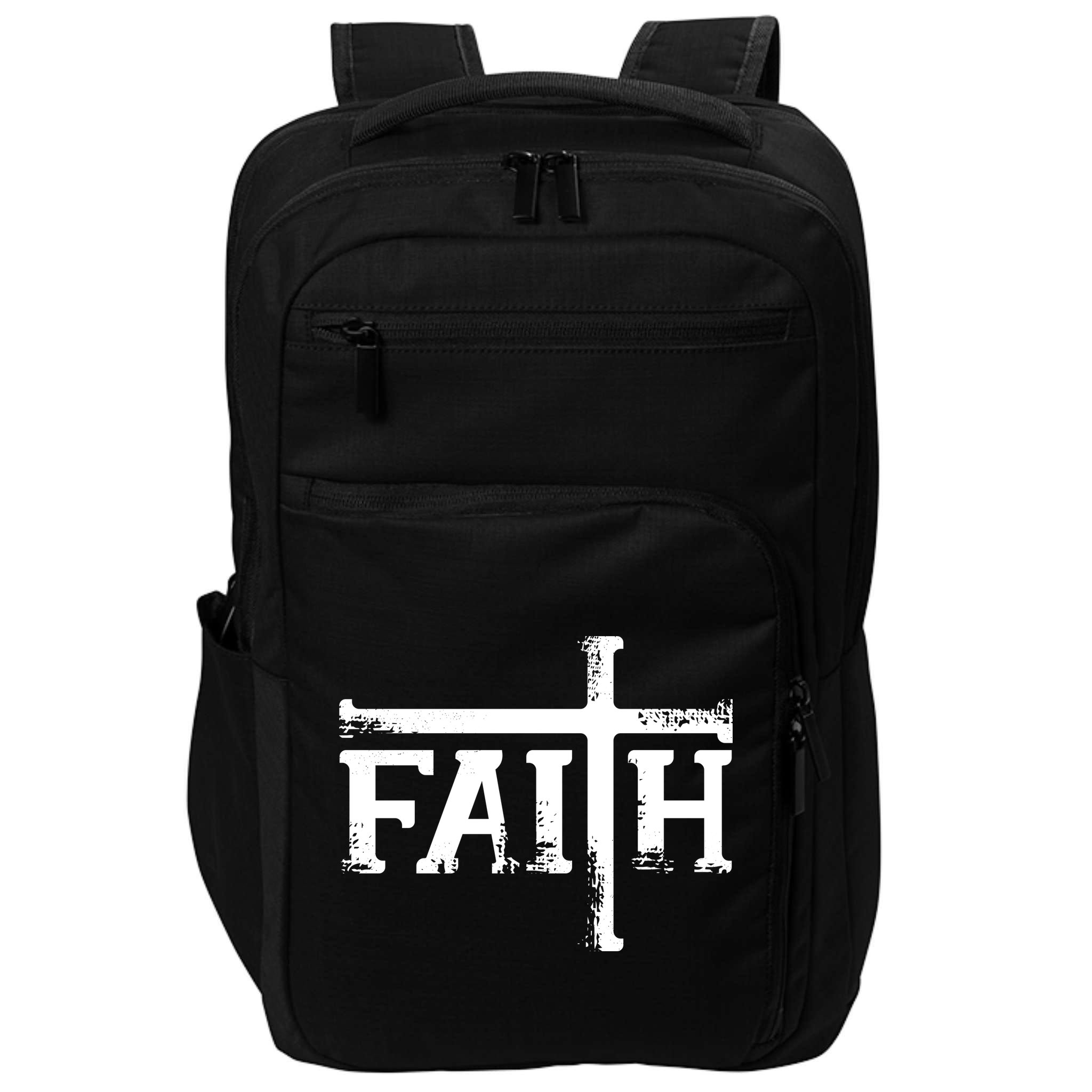 Faith Typo Logo Impact Tech Backpack