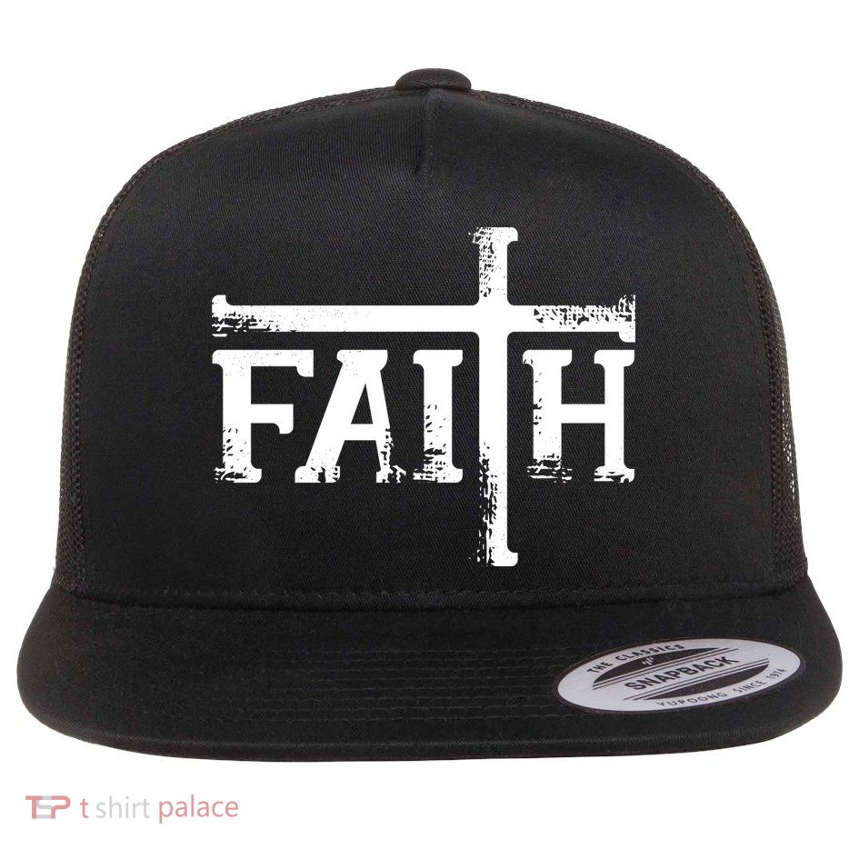 Faith Typo Logo Flat Bill Trucker Hat