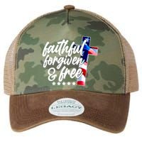 Faithful Forgiven and Free USA American Flag Cross Legacy Tie Dye Trucker Hat