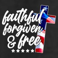 Faithful Forgiven and Free USA American Flag Cross Cool Comfort Performance Bucket Hat
