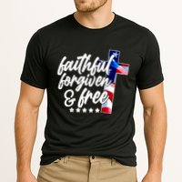 Faithful Forgiven and Free USA American Flag Cross Cooling Performance Crew T-Shirt