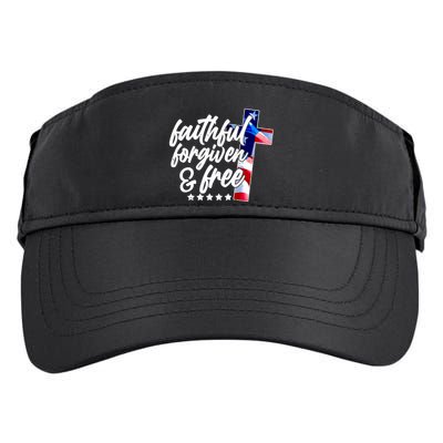 Faithful Forgiven and Free USA American Flag Cross Adult Drive Performance Visor