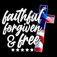 Faithful Forgiven and Free USA American Flag Cross 16 in Basic Backpack