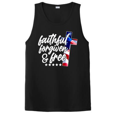 Faithful Forgiven and Free USA American Flag Cross PosiCharge Competitor Tank