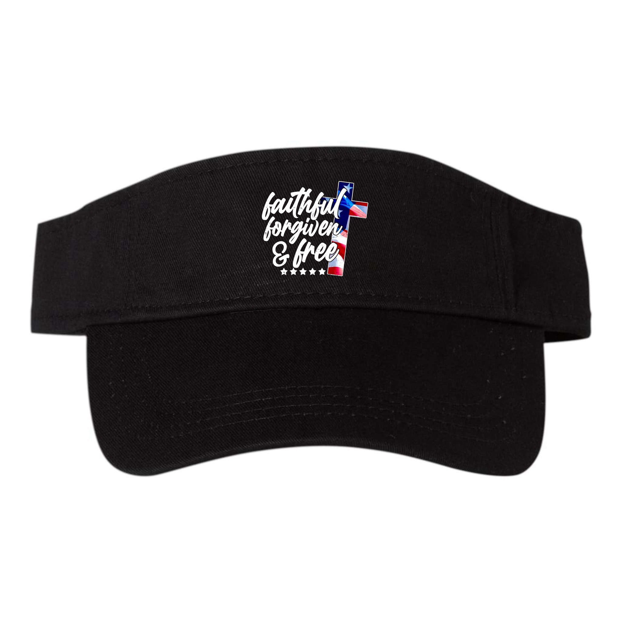 Faithful Forgiven and Free USA American Flag Cross Visor