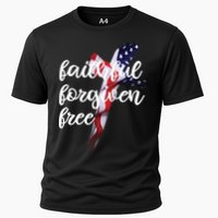 Faithful Forgiving Free American Cross  Cooling Performance Crew T-Shirt