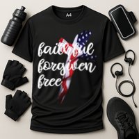 Faithful Forgiving Free American Cross  Cooling Performance Crew T-Shirt