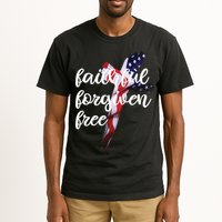 Faithful Forgiving Free American Cross  Tall T-Shirt