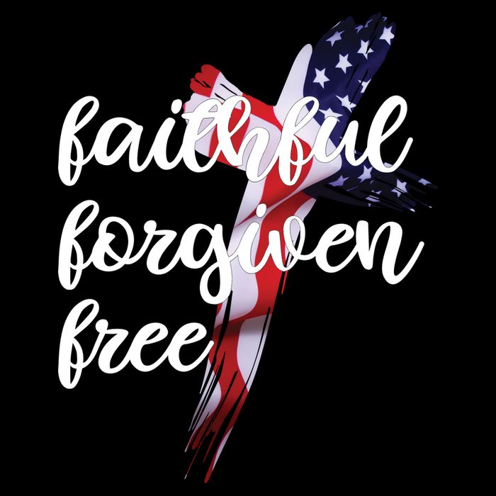 Faithful Forgiving Free American Cross  Tall T-Shirt