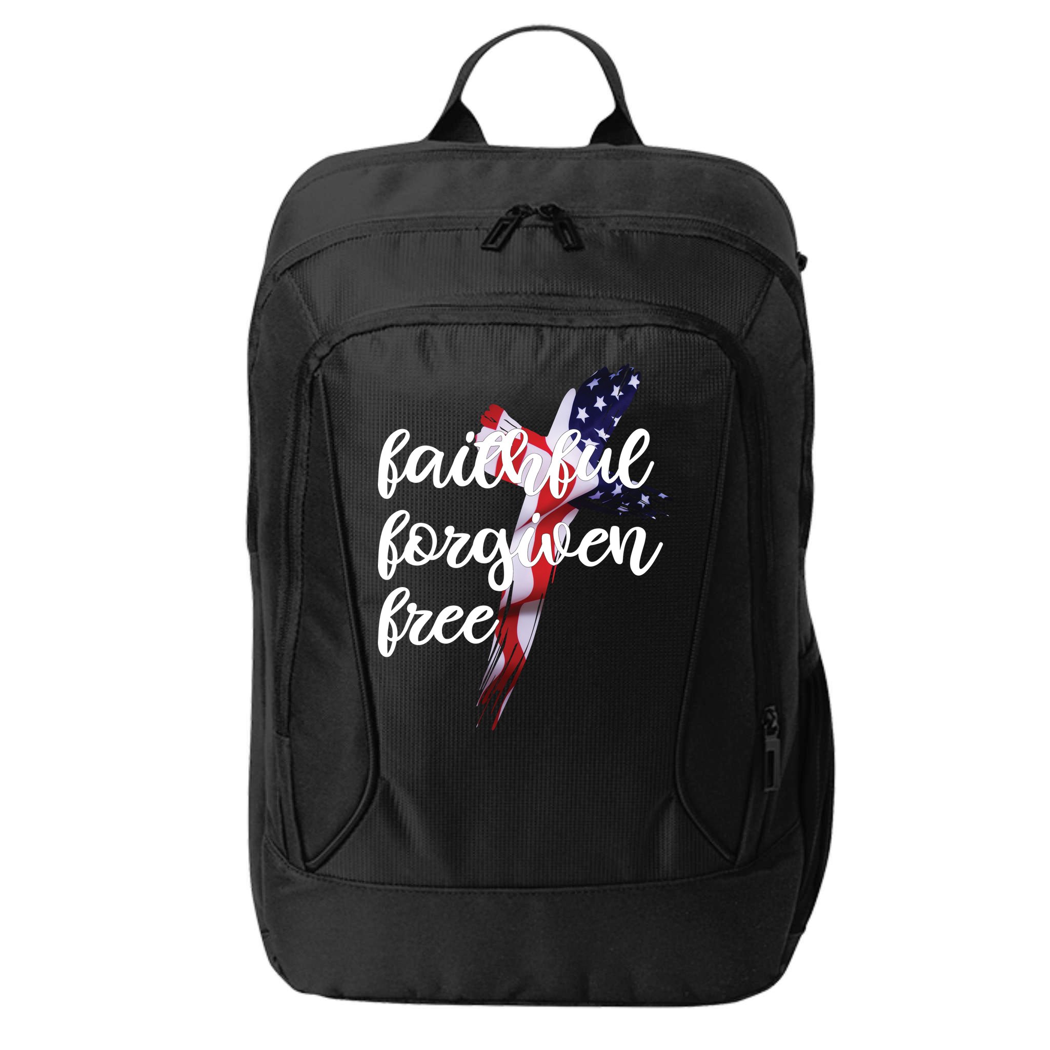 Faithful Forgiving Free American Cross  City Backpack