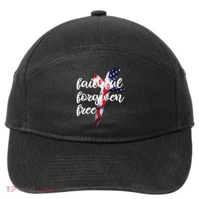 Faithful Forgiving Free American Cross  7-Panel Snapback Hat