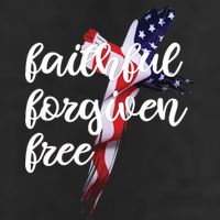 Faithful Forgiving Free American Cross  11oz C Handle Ceramic Mug