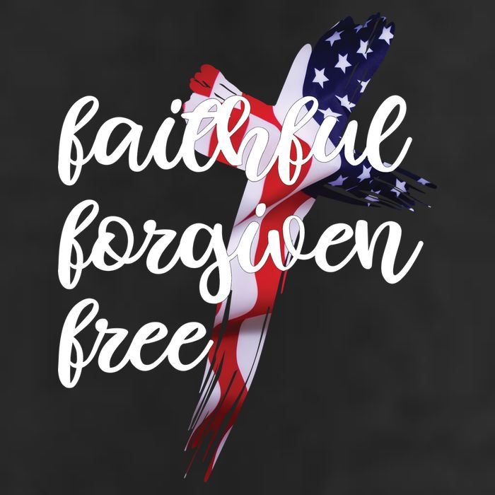 Faithful Forgiving Free American Cross  11oz C Handle Ceramic Mug