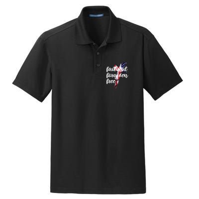 Faithful Forgiving Free American Cross  Dry Zone Grid Polo
