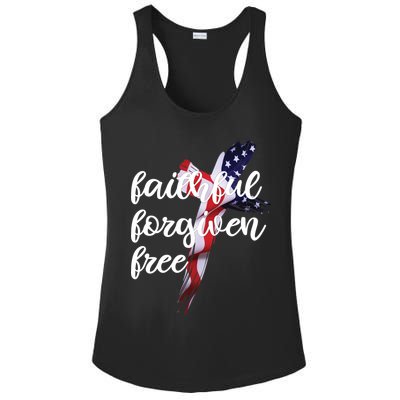 Faithful Forgiving Free American Cross  Ladies PosiCharge Competitor Racerback Tank