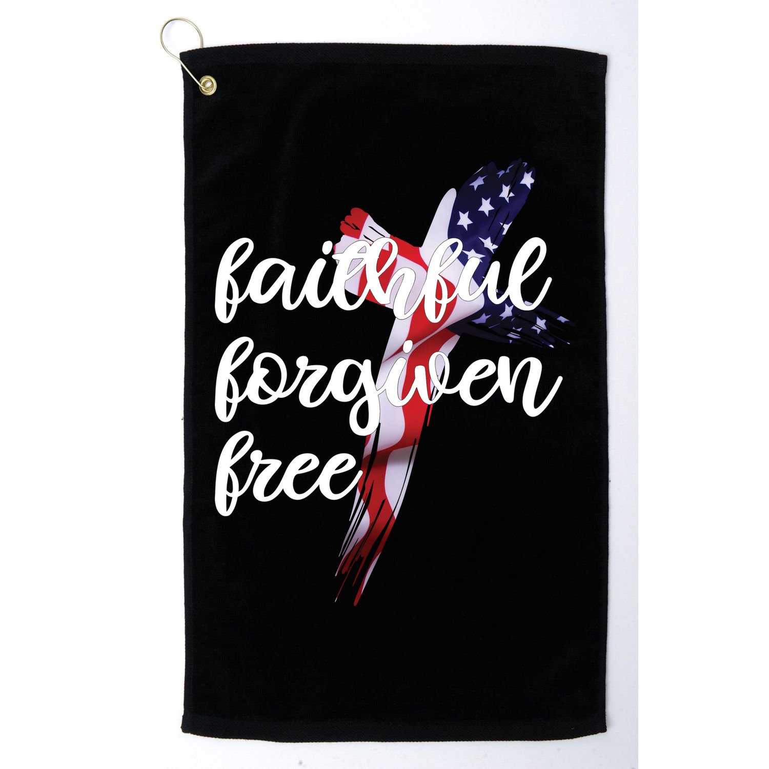 Faithful Forgiving Free American Cross  Golf Towel