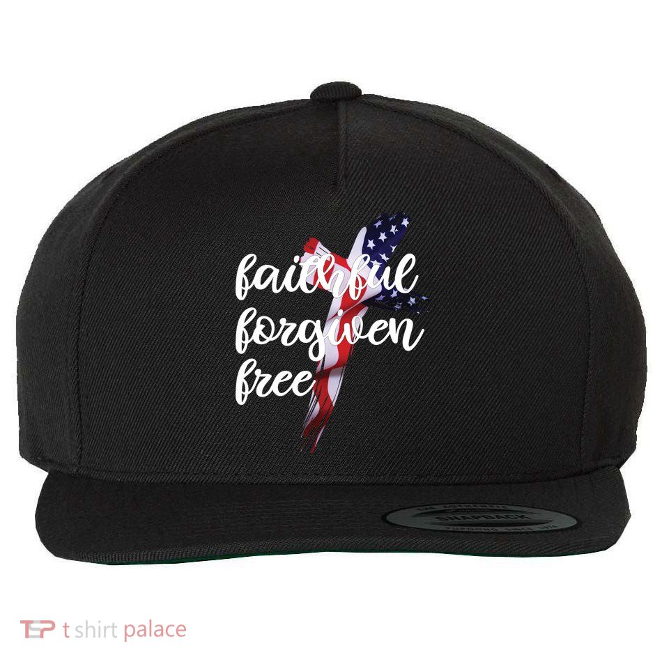 Faithful Forgiving Free American Cross  Wool Snapback Cap