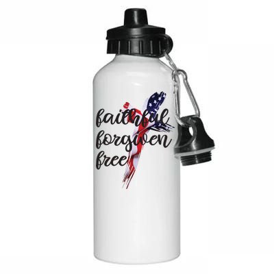 Faithful Forgiving Free American Cross  Aluminum Water Bottle 