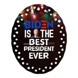 Funny Anti Joe Biden Tee Idiot Confused Dumbest President Ceramic Oval Ornament