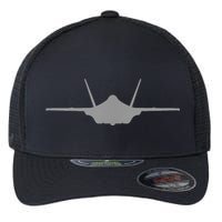 F35 A JSF Lightning II Aircraft Silhouette And Tri View Flexfit Unipanel Trucker Cap