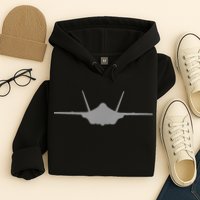 F35 A JSF Lightning II Aircraft Silhouette And Tri View Hoodie