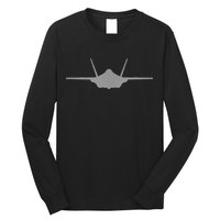 F35 A JSF Lightning II Aircraft Silhouette And Tri View Long Sleeve Shirt