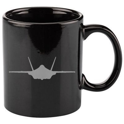F35 A JSF Lightning II Aircraft Silhouette And Tri View 11oz C Handle Ceramic Mug