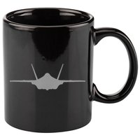 F35 A JSF Lightning II Aircraft Silhouette And Tri View 11oz C Handle Ceramic Mug