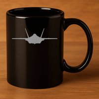 F35 A JSF Lightning II Aircraft Silhouette And Tri View 11oz C Handle Ceramic Mug