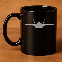 F35 A JSF Lightning II Aircraft Silhouette And Tri View 11oz C Handle Ceramic Mug