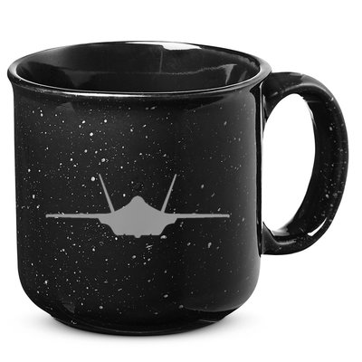F35 A JSF Lightning II Aircraft Silhouette And Tri View 15oz Campfire Ceramic Mug