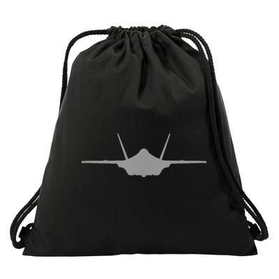 F35 A JSF Lightning II Aircraft Silhouette And Tri View Drawstring Bag