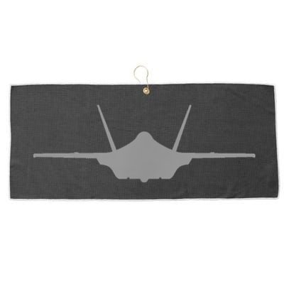 F35 A JSF Lightning II Aircraft Silhouette And Tri View Large Microfiber Waffle Golf Towel