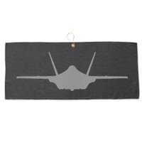 F35 A JSF Lightning II Aircraft Silhouette And Tri View Large Microfiber Waffle Golf Towel