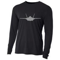 F35 A JSF Lightning II Aircraft Silhouette And Tri View Cooling Performance Long Sleeve Crew